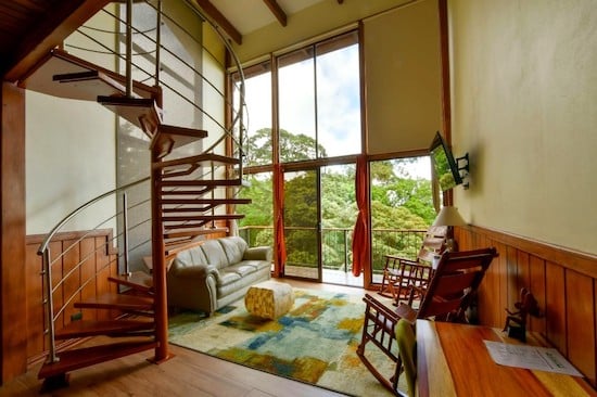 Junior Suite living room with cloud forest views